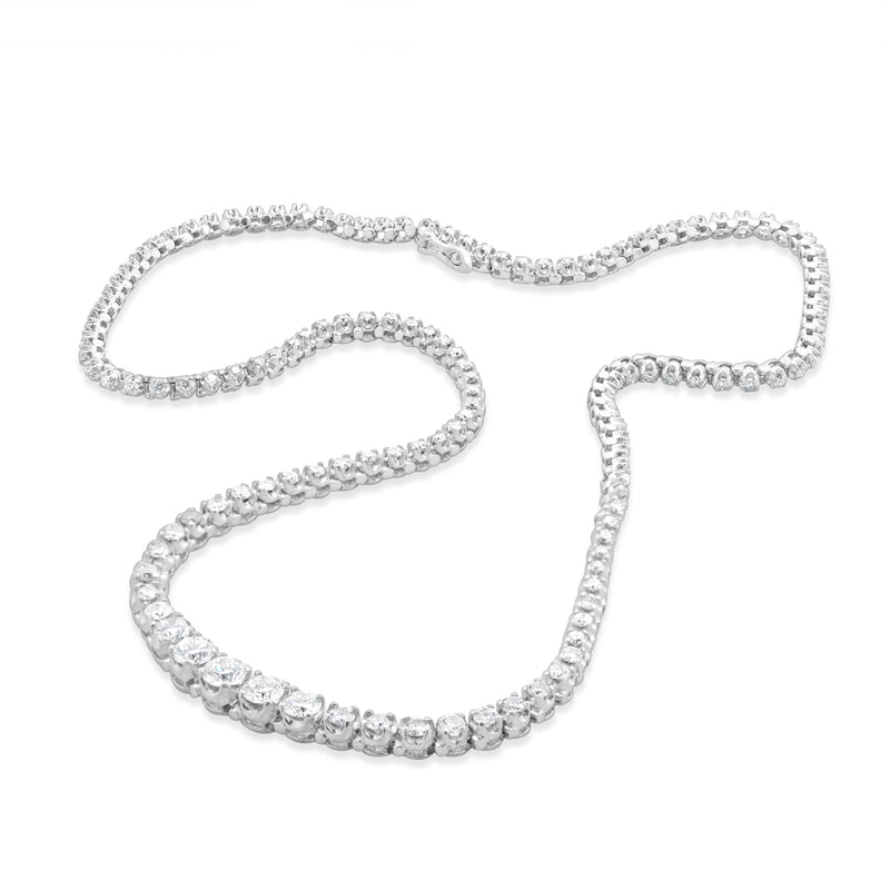 14 Karat White Gold Graduated Diamond Inline Tennis Necklace