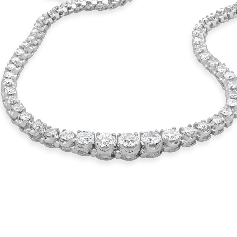 14 Karat White Gold Graduated Diamond Inline Tennis Necklace