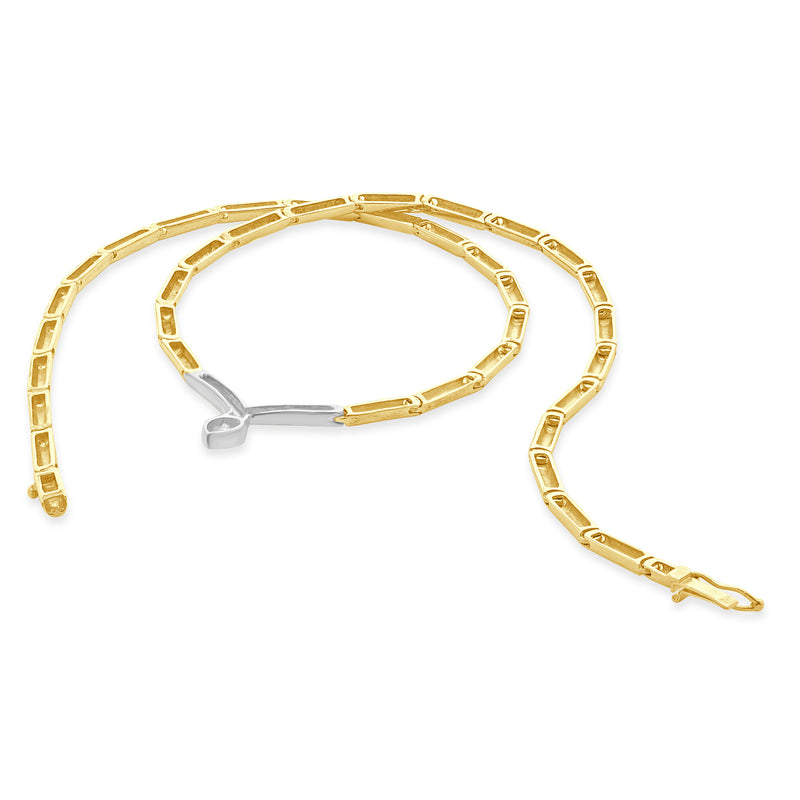 14 Karat Yellow & White Gold Bezel Set Pear Cut Diamond Collar Necklace