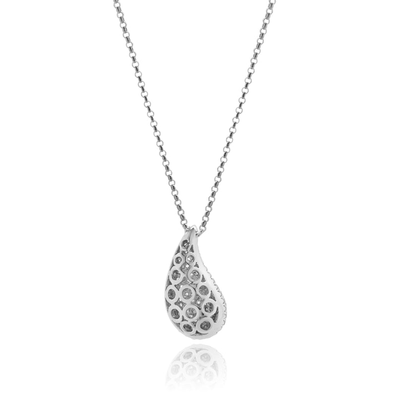 18 Karat White Gold Pave Diamond Tear Drop Necklace