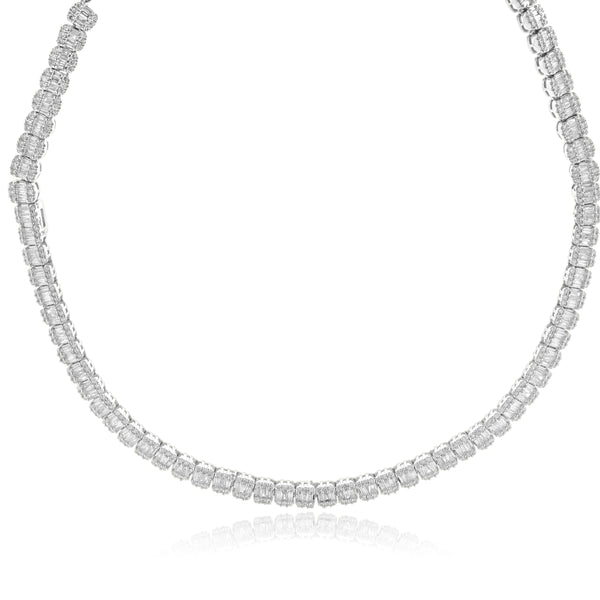 14 Karat White Gold Mosaic Set Diamond Collar Necklace