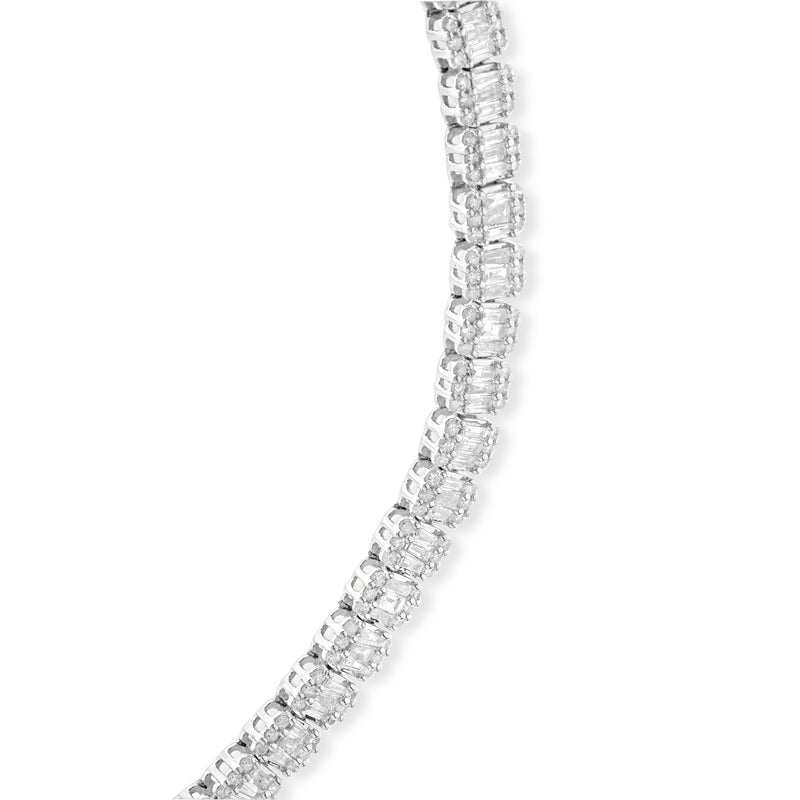 14 Karat White Gold Mosaic Set Diamond Collar Necklace