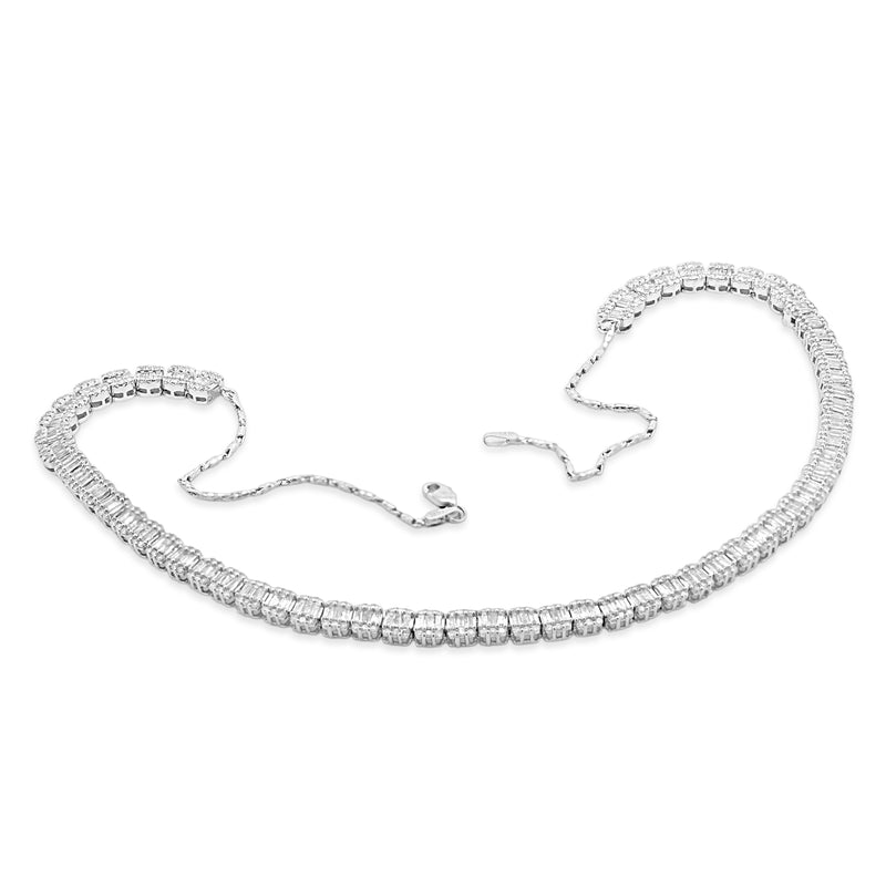 14 Karat White Gold Mosaic Set Diamond Collar Necklace