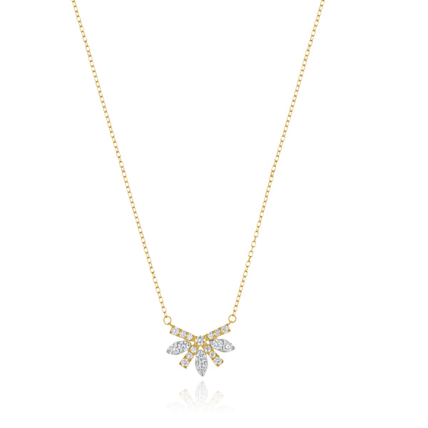 18 Karat Yellow & White Gold Diamond Floral Necklace