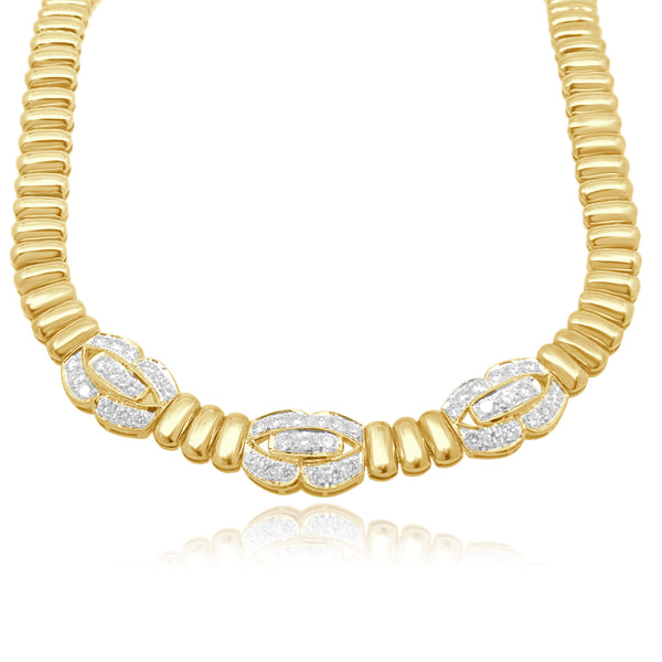 22 Karat Yellow Gold Link Style Diamond Collar Necklace