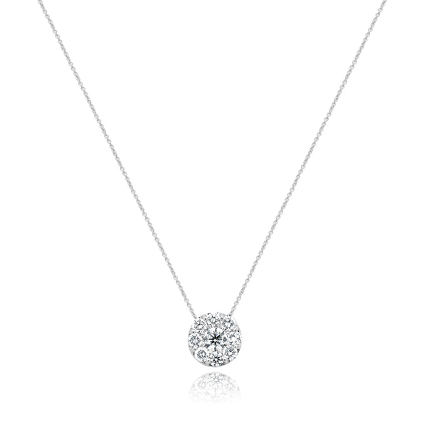 18 Karat White Gold Diamond Cluster Necklace