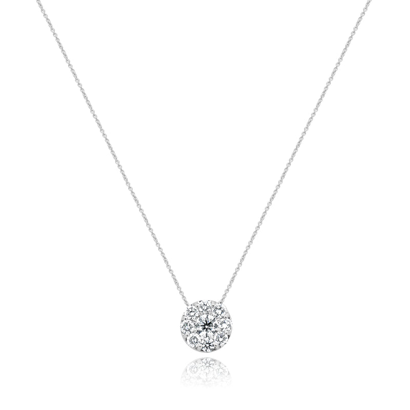 18 Karat White Gold Diamond Cluster Necklace