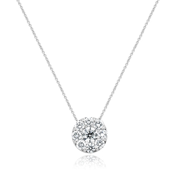 18 Karat White Gold Diamond Cluster Necklace