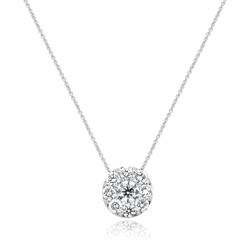 18 Karat White Gold Diamond Cluster Necklace