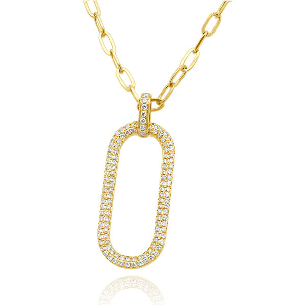 14 Karat Yellow Gold Diamond Paperclip Necklace