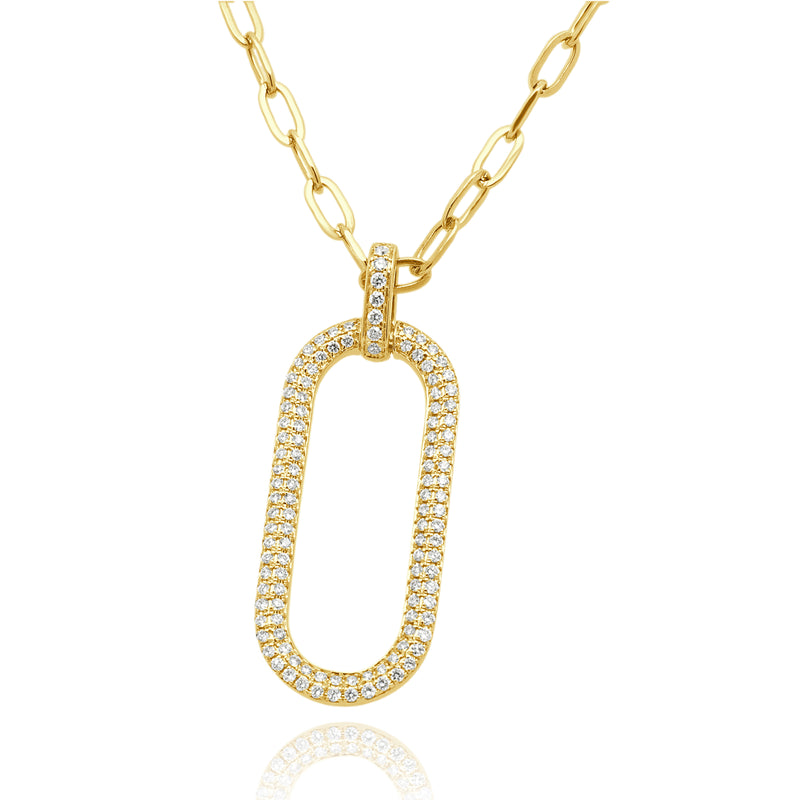 14 Karat Yellow Gold Diamond Paperclip Necklace