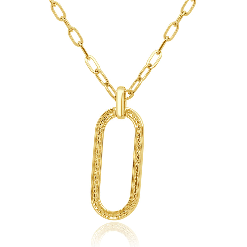 14 Karat Yellow Gold Diamond Paperclip Necklace