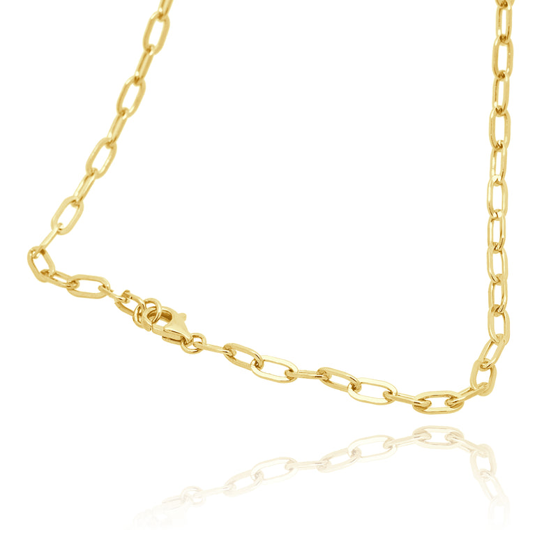 14 Karat Yellow Gold Diamond Paperclip Necklace