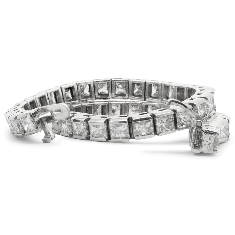 18 Karat White Gold Channel Set Diamond Tennis Bracelet