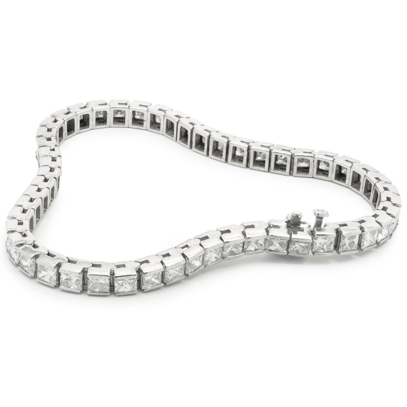18 Karat White Gold Channel Set Diamond Tennis Bracelet