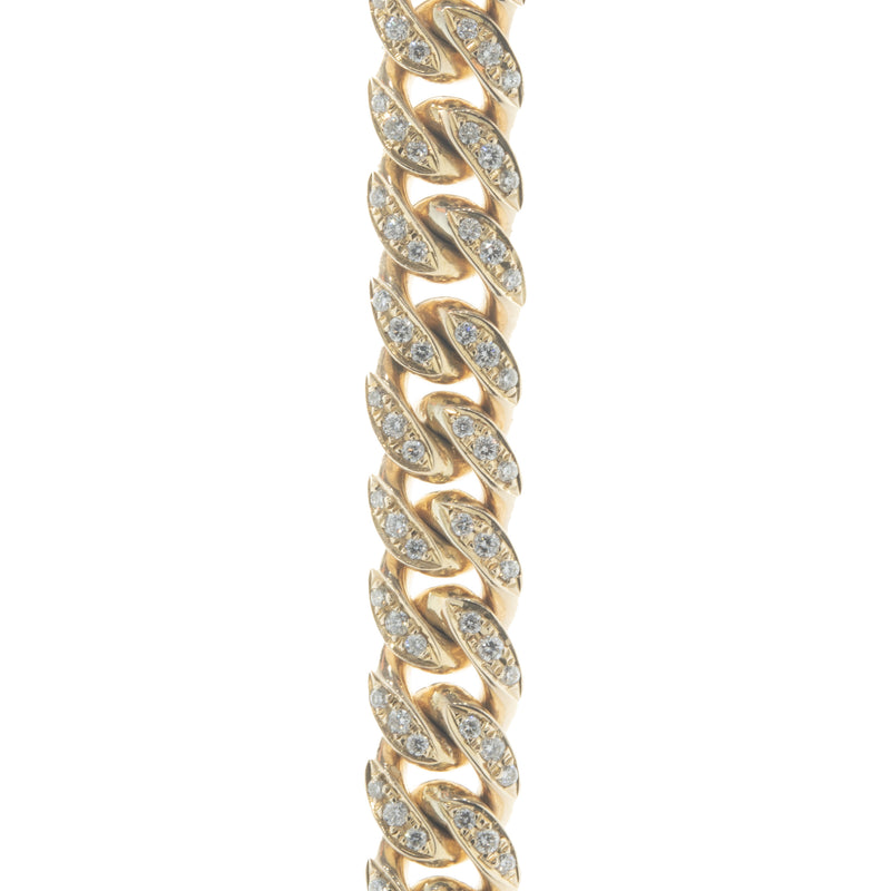 14 Karat Yellow Gold Diamond Cuban Link Bracelet