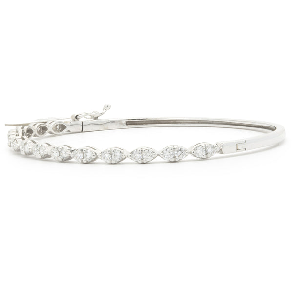 14 Karat White Gold Diamond Marquise Shape Bangle Bracelet