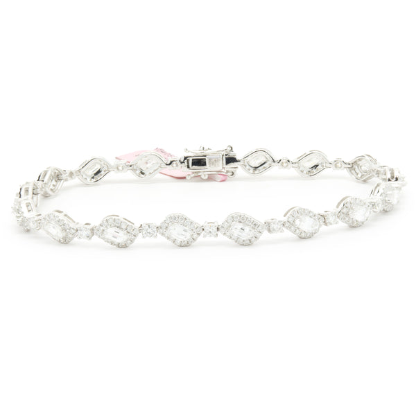 18 Karat White Gold Flame Cut Diamond Inline Bracelet