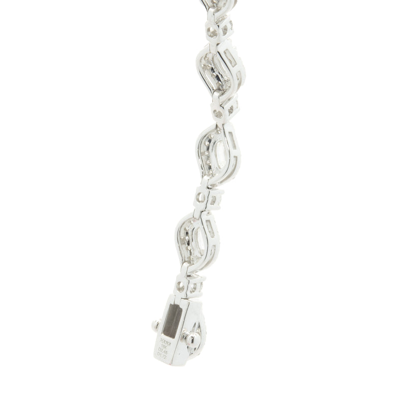 18 Karat White Gold Flame Cut Diamond Inline Bracelet