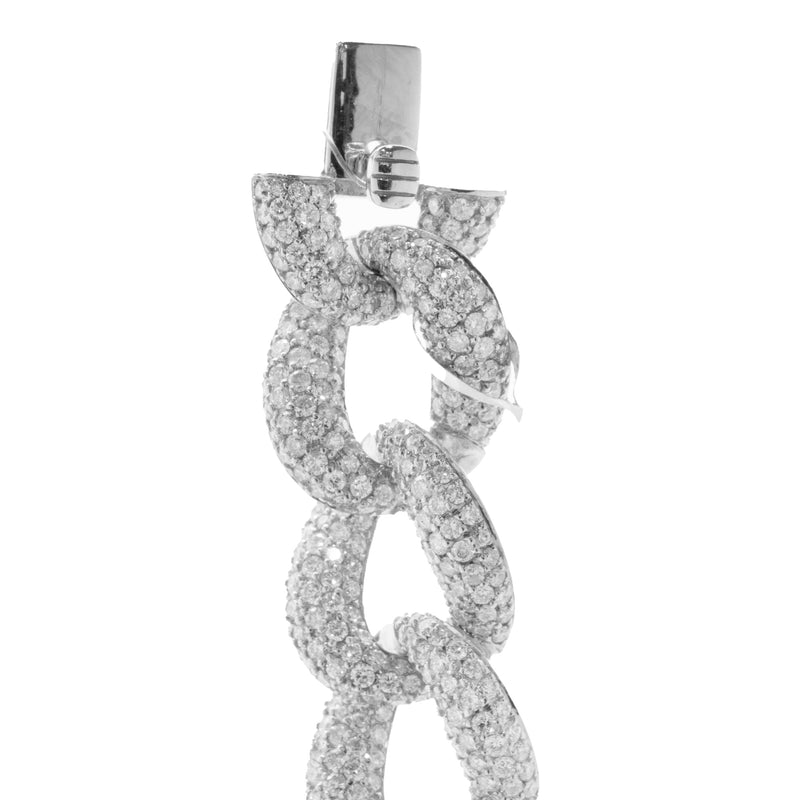 18 Karat White Gold Pave Diamond Cuban Link Bracelet
