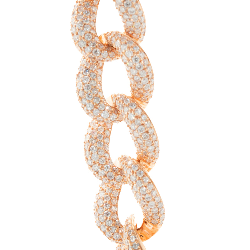18 Karat Rose Gold Pave Diamond Cuban Link Tennis Bracelet