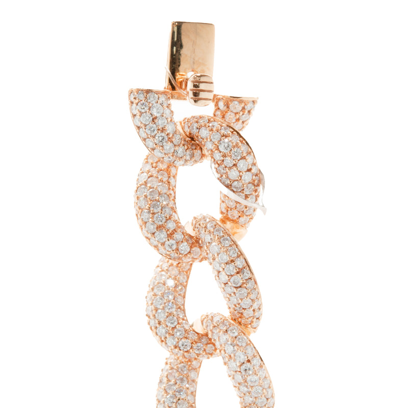 18 Karat Rose Gold Pave Diamond Cuban Link Tennis Bracelet