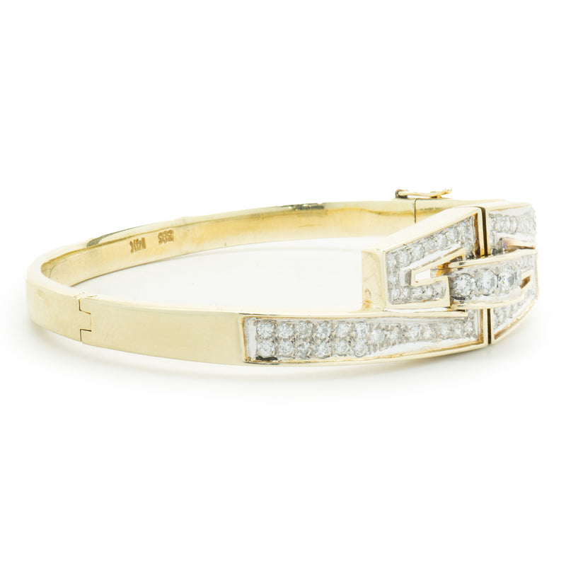 14 Karat Yellow Gold Channel Set Diamond Bangle Bracelet