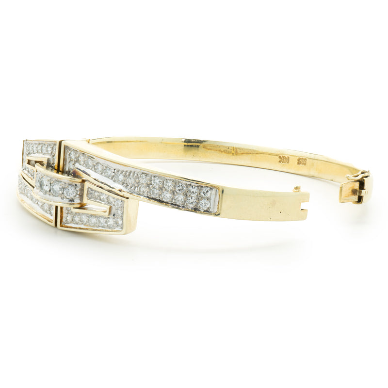 14 Karat Yellow Gold Channel Set Diamond Bangle Bracelet