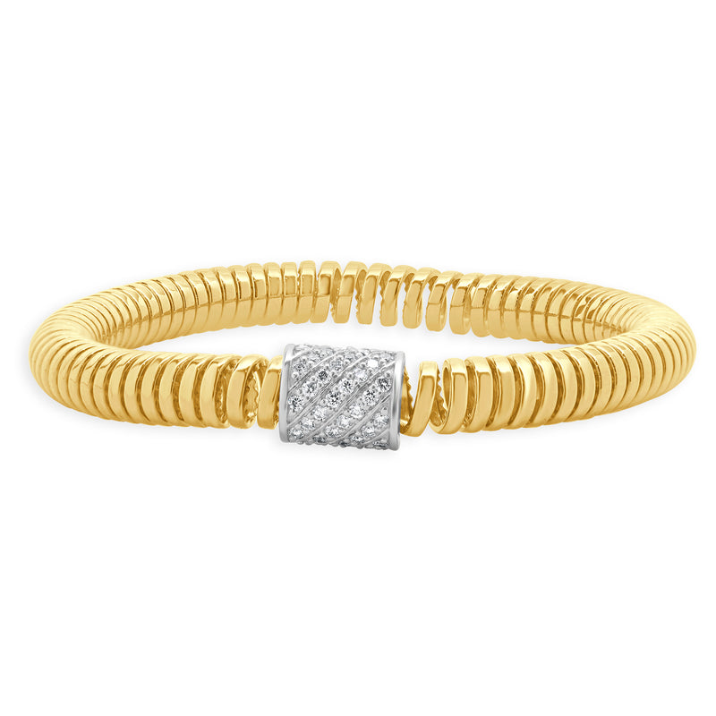 18 Karat Yellow & White Gold Pave Diamond Stretch Bracelet