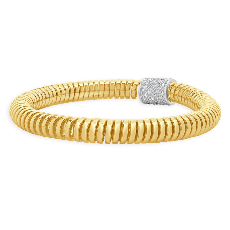 18 Karat Yellow & White Gold Pave Diamond Stretch Bracelet
