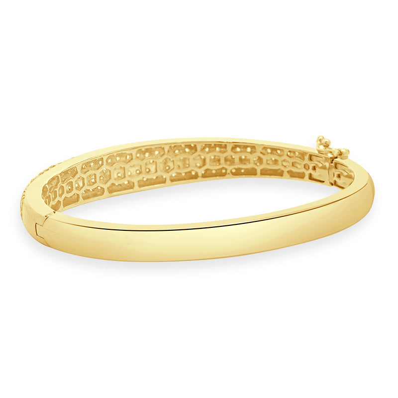 14 Karat Yellow Gold Pave Diamond Bangle Bracelet