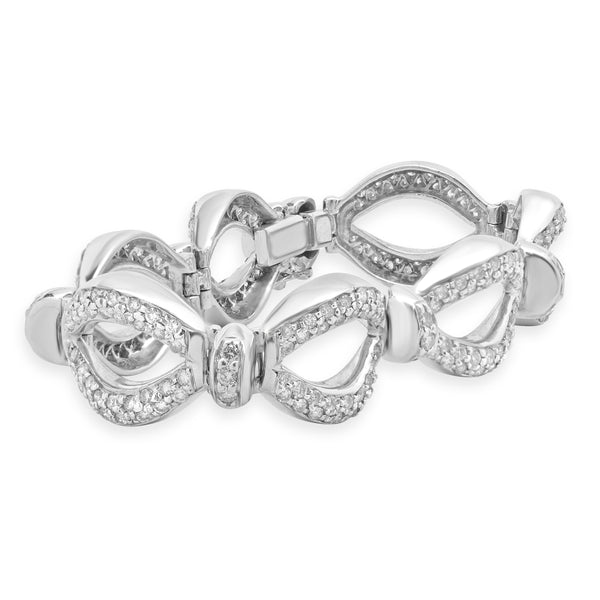 18k White Gold Oval Link Diamond Bracelet