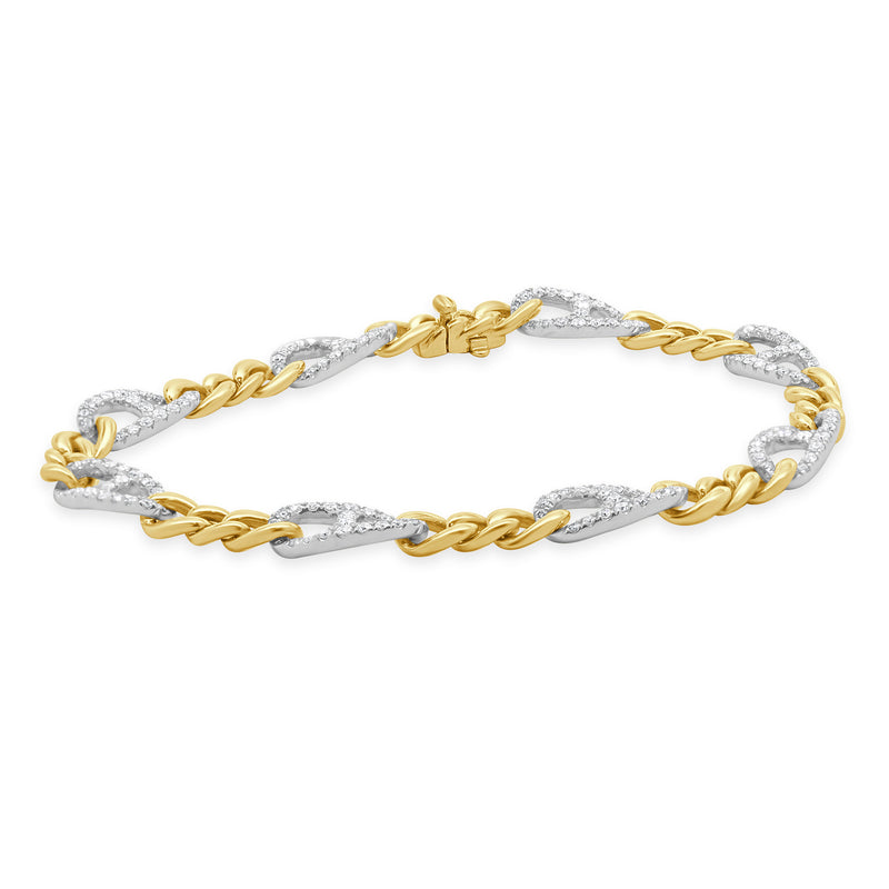 14 Karat White & Yellow Gold Diamond Mariner Link Bracelet