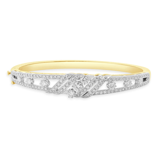 Spritzer & Furmann 14 Karat Yellow & White Gold Vintage Diamond Bangle Bracelet