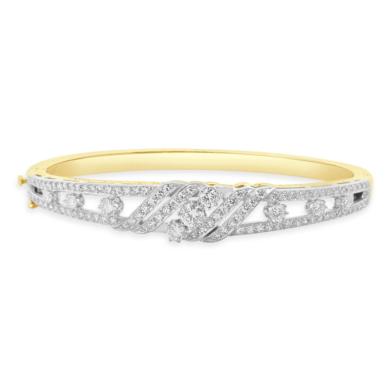 Spritzer & Furmann 14 Karat Yellow & White Gold Vintage Diamond Bangle Bracelet
