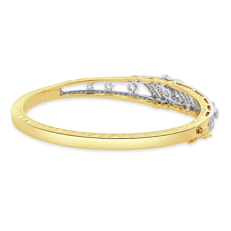 Spritzer & Furmann 14 Karat Yellow & White Gold Vintage Diamond Bangle Bracelet