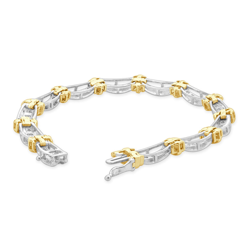 10 Karat White & Yellow Gold Channel Set Diamond Bracelet
