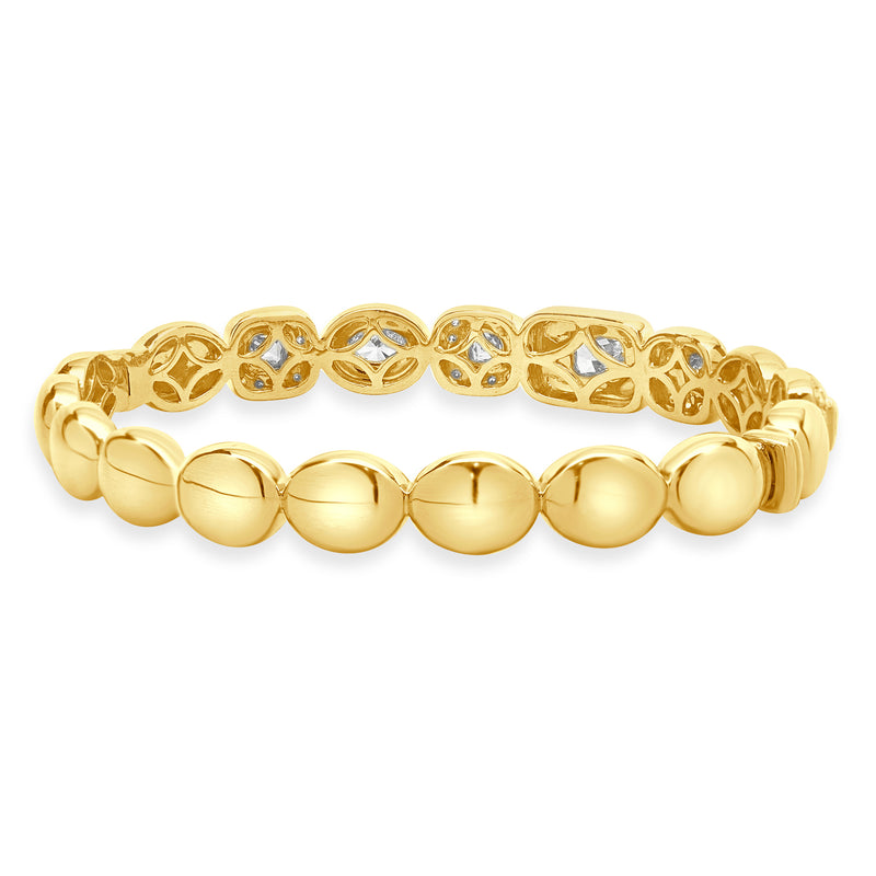 18 Karat Yellow Gold Pave Diamond Multi Shape Diamond Bangle Bracelet