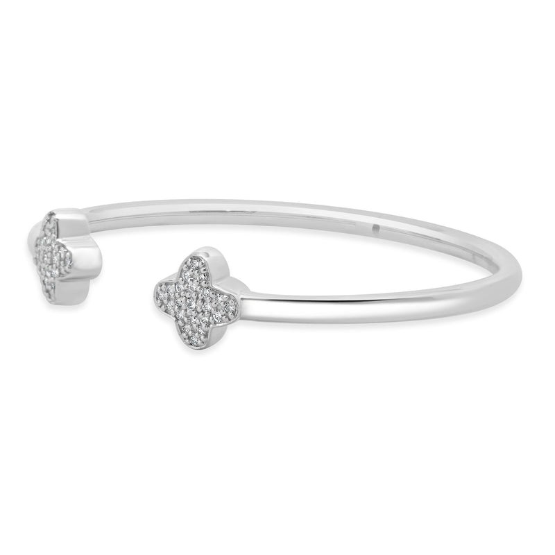 14 Karat White Gold Diamond X Cuff Bracelet
