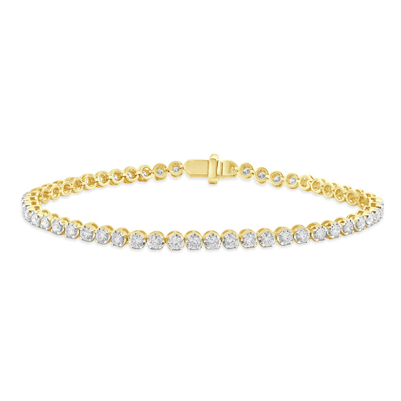 14 Karat Yellow Gold Diamond Tennis Bracelet