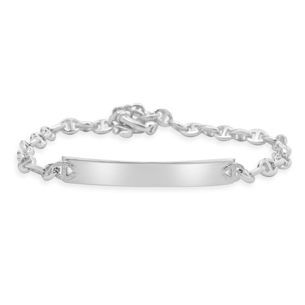 18 Karat White Gold Diamond ID Bracelet
