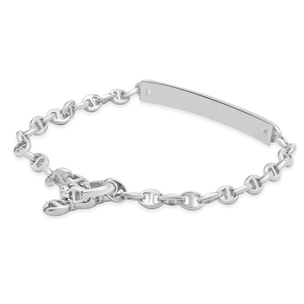 18 Karat White Gold Diamond ID Bracelet