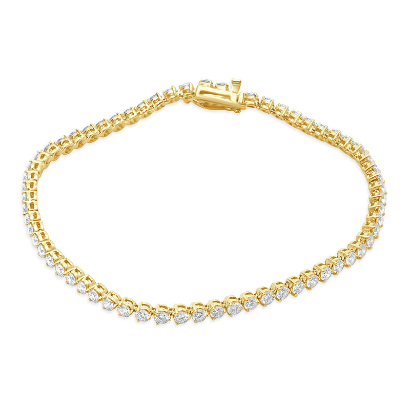 14 Karat Yellow Gold Diamond Inline Tennis Bracelet