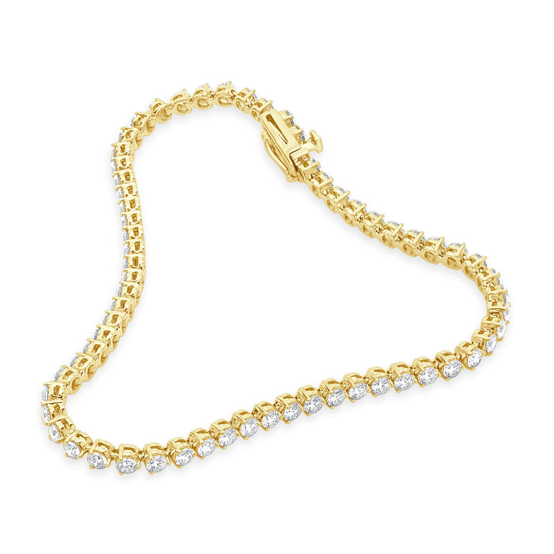 14 Karat Yellow Gold Diamond Inline Tennis Bracelet