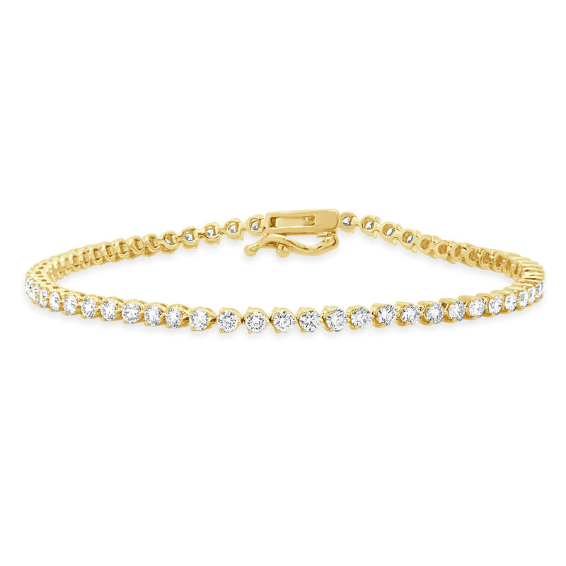 14 Karat Yellow Gold Diamond Inline Tennis Bracelet