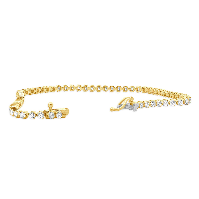 14 Karat Yellow Gold Diamond Inline Tennis Bracelet