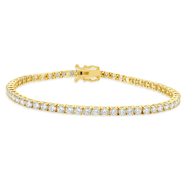 14 Karat Yellow Gold Diamond Inline Tennis Bracelet