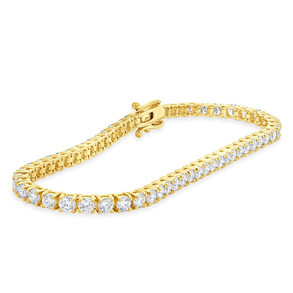 14 Karat Yellow Gold Diamond Inline Tennis Bracelet