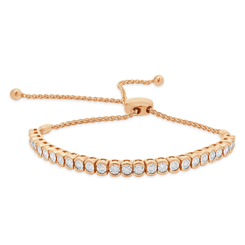 10 Karat Rose Gold Diamond Bolo Bracelet