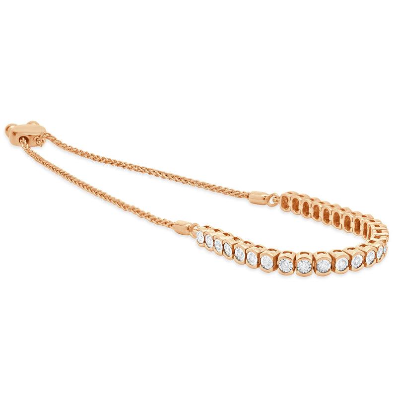 10 Karat Rose Gold Diamond Bolo Bracelet